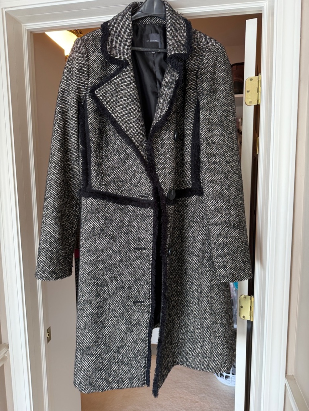 The Limited Black & White Textured Trench Coat